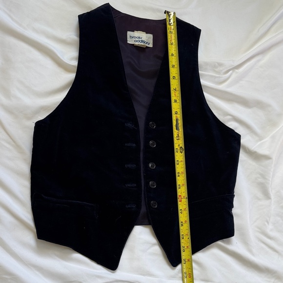 Vintage 70s Navy Velvet Button-Up Vest - Picture 2 of 4